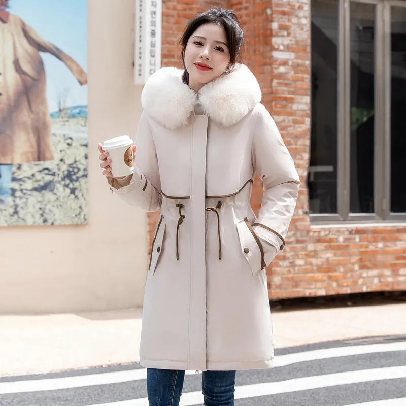 Stylish Hooded Parka with Patchwork Design and Slash Pocket