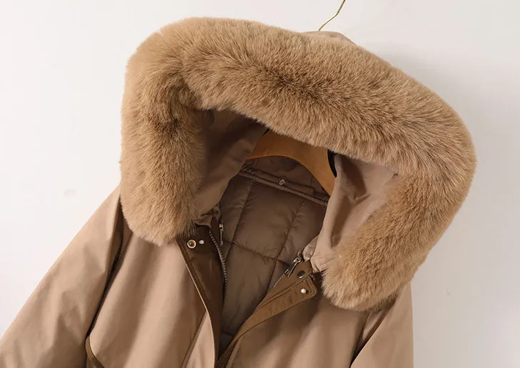 Stylish Hooded Parka with Patchwork Design and Slash Pocket