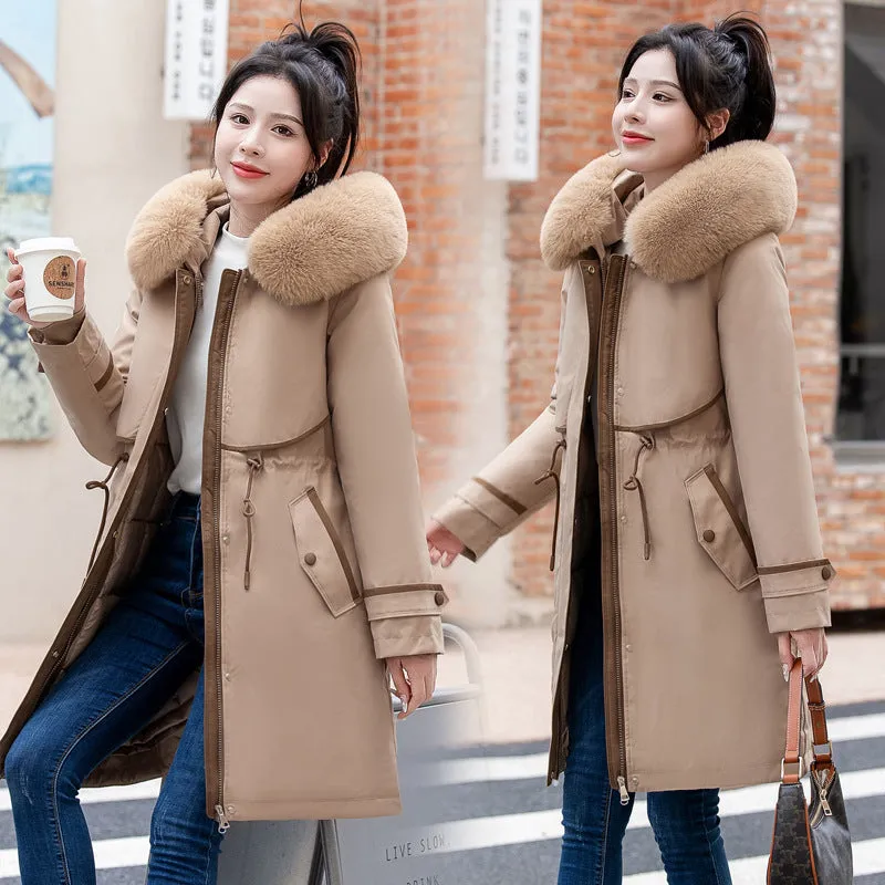 Stylish Hooded Parka with Patchwork Design and Slash Pocket