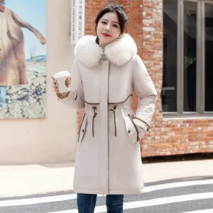Stylish Hooded Parka with Patchwork Design and Slash Pocket