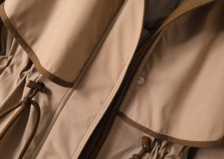 Stylish Hooded Parka with Patchwork Design and Slash Pocket