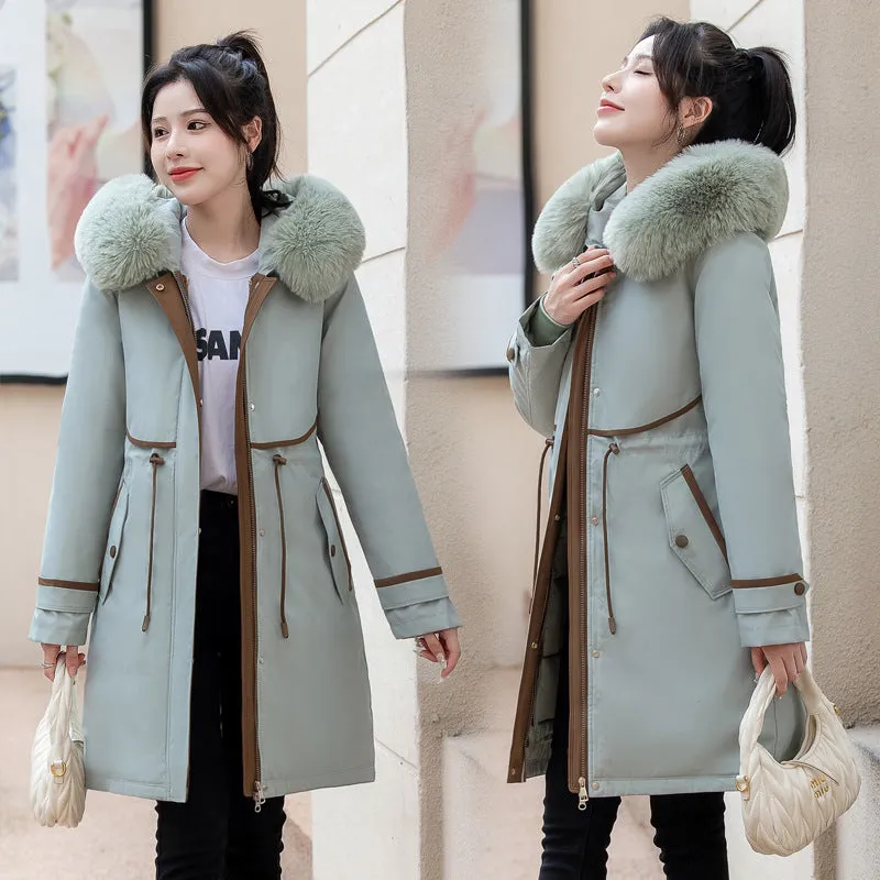 Stylish Hooded Parka with Patchwork Design and Slash Pocket