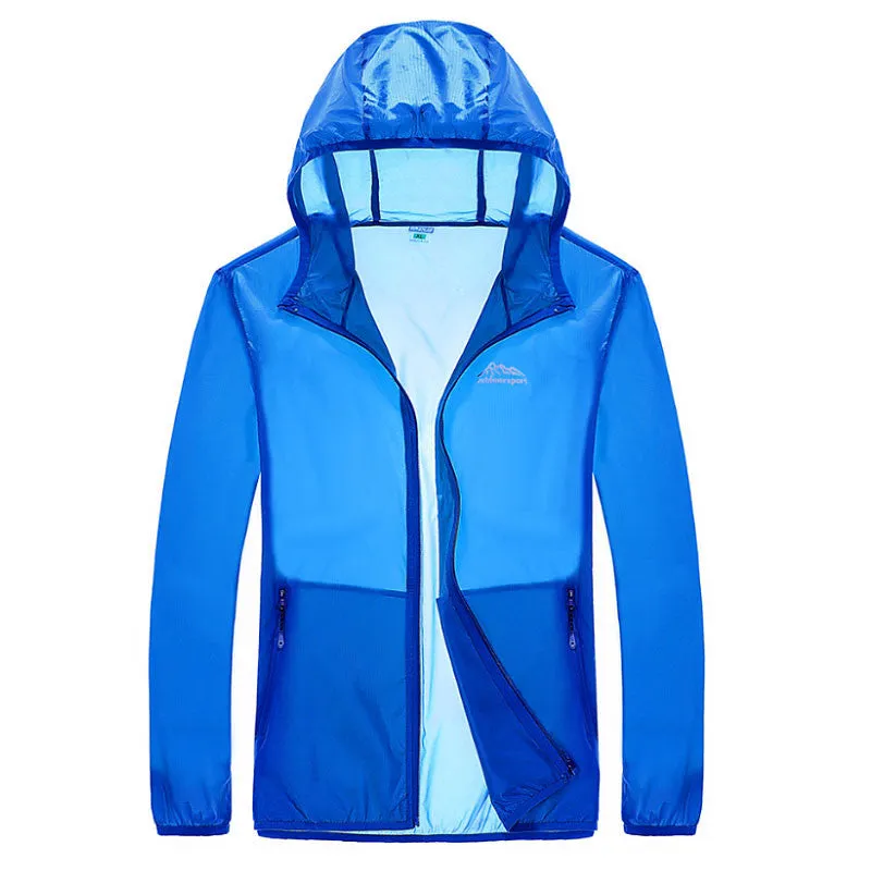 Summer fast dry skin coat hiking outdoor sports skin clothing thin breathable waterproof anti UV couple camping