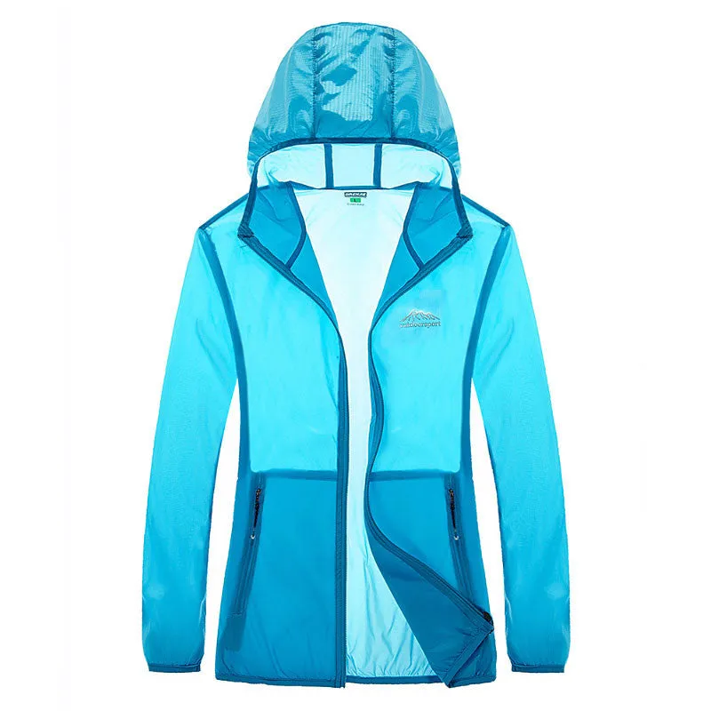 Summer fast dry skin coat hiking outdoor sports skin clothing thin breathable waterproof anti UV couple camping