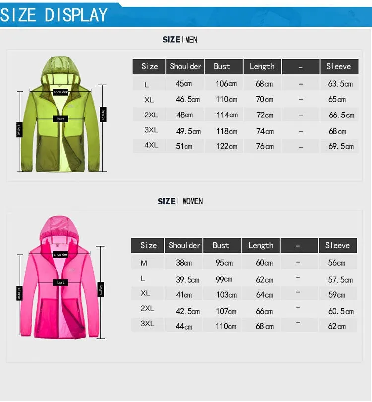 Summer fast dry skin coat hiking outdoor sports skin clothing thin breathable waterproof anti UV couple camping
