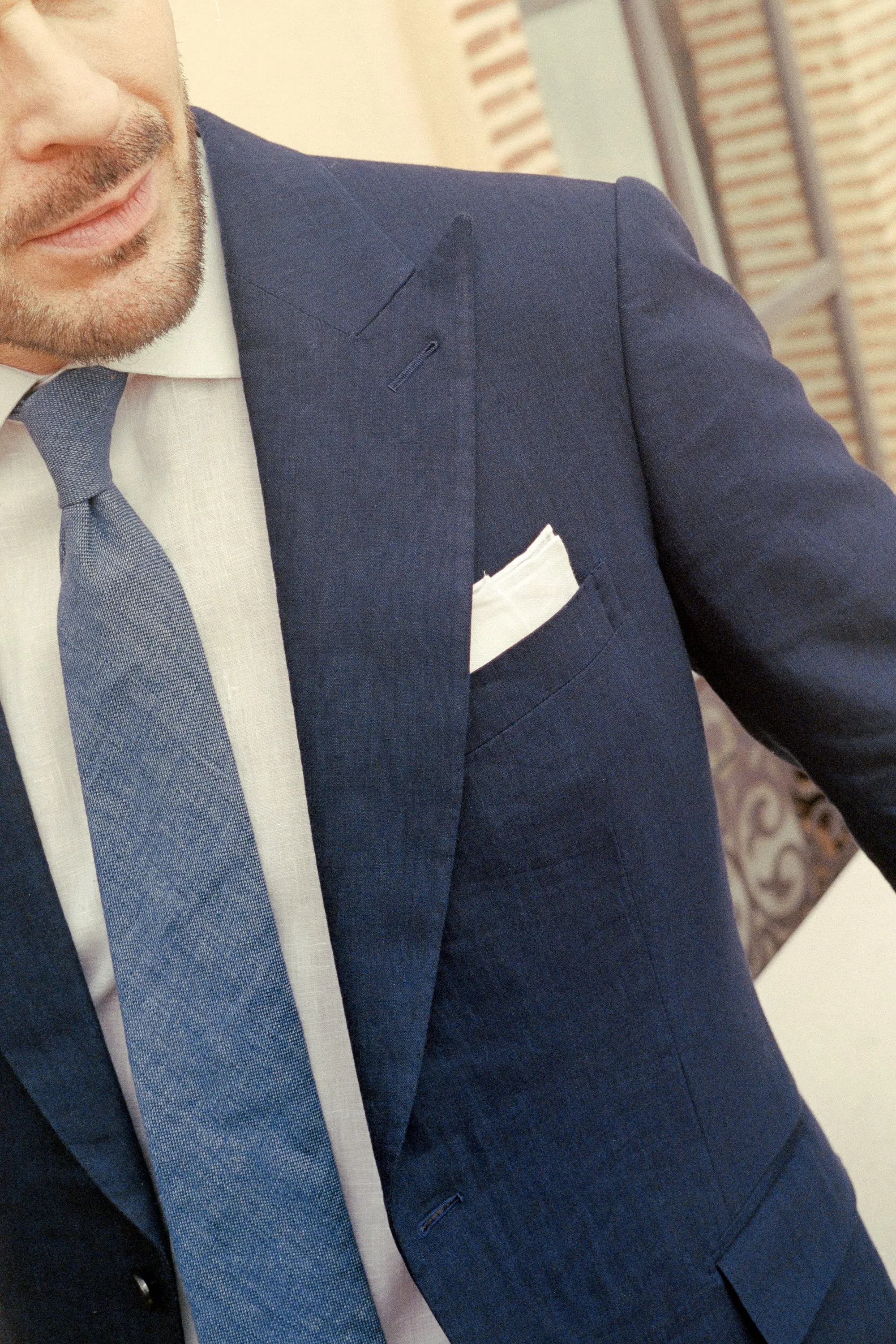 Summer Tie in Mid Blue Pure Linen