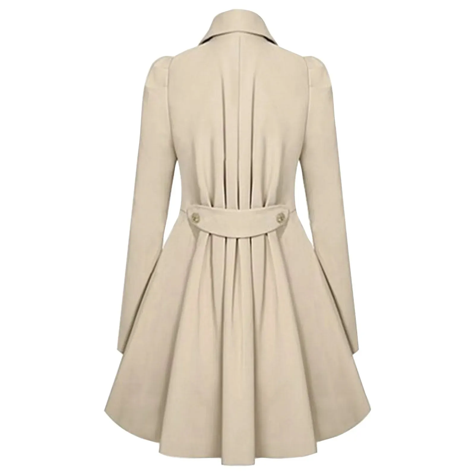 Temperamental Trench Women's Double Breasted Solid Tie Waist Luxury Pea Coat Autumn Women Lapel Thickened A-Line Parkas Jacket
