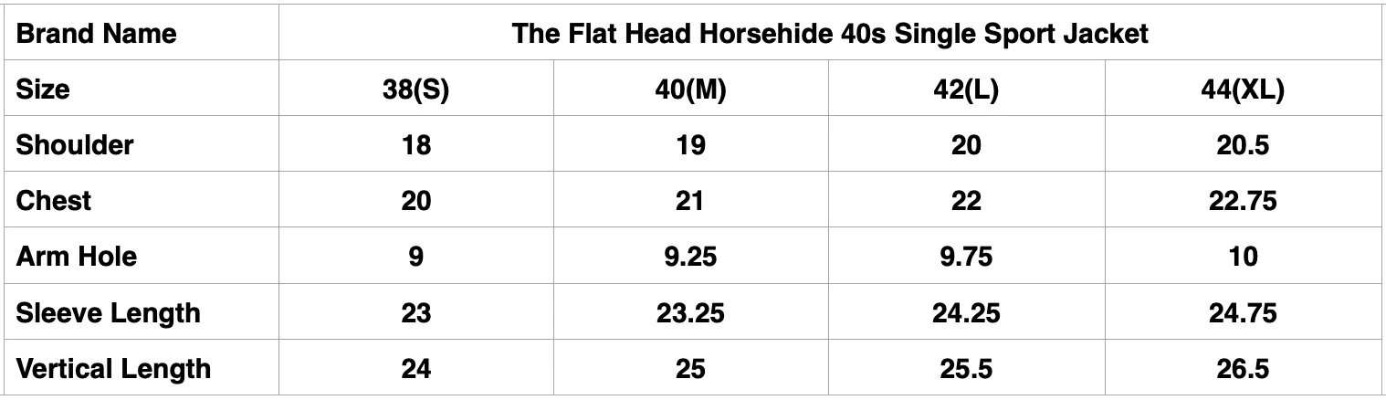 The Flat Head Horsehide 40s Single Sport Jacket (Black Tea-cored)
