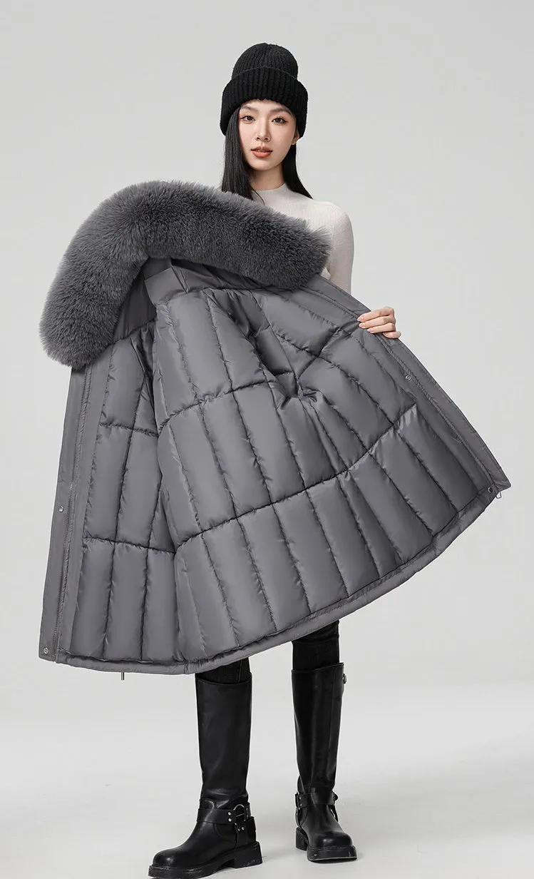 Thickened Hooded Parka Featuring a Fleece-Lined Interior