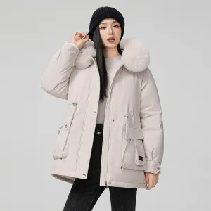 Thickened Hooded Parka Featuring a Fleece-Lined Interior