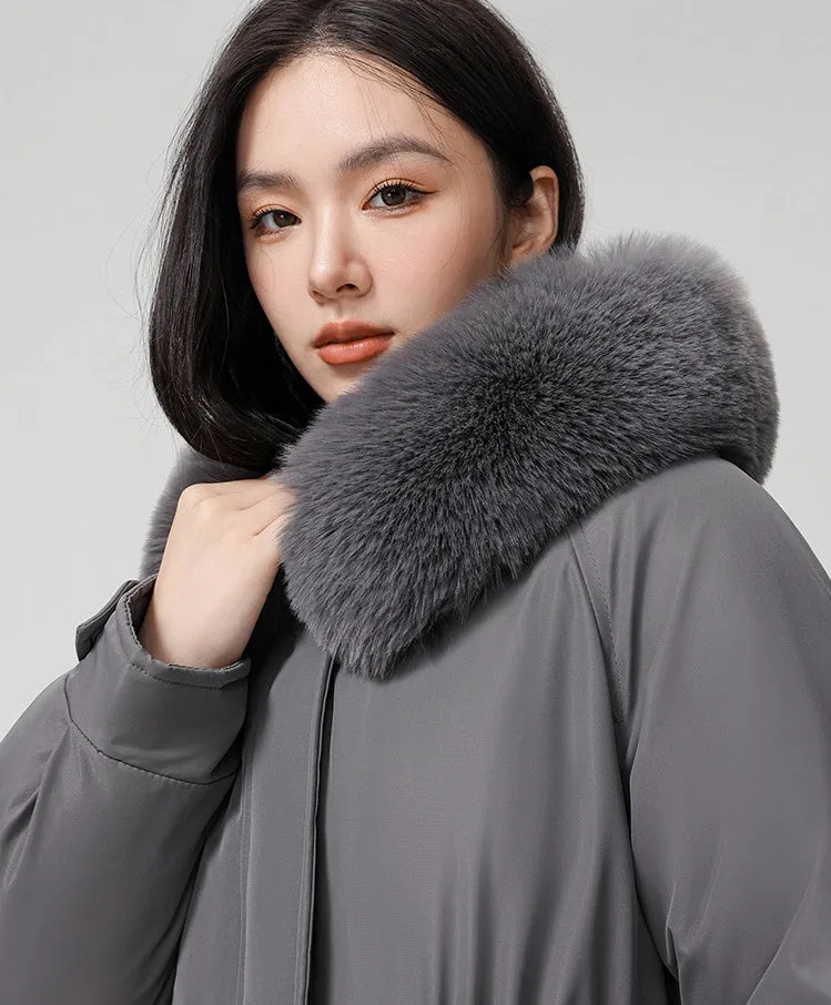 Thickened Hooded Parka Featuring a Fleece-Lined Interior
