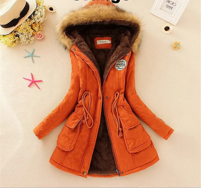 Thickening Warm Fur Collar Winter Coat Women Clothes Lamb Wool Jacket Hooded Parka Army Green Overcoat Top198