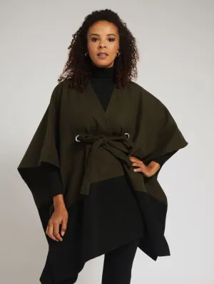Tie Front Poncho - Fatigue