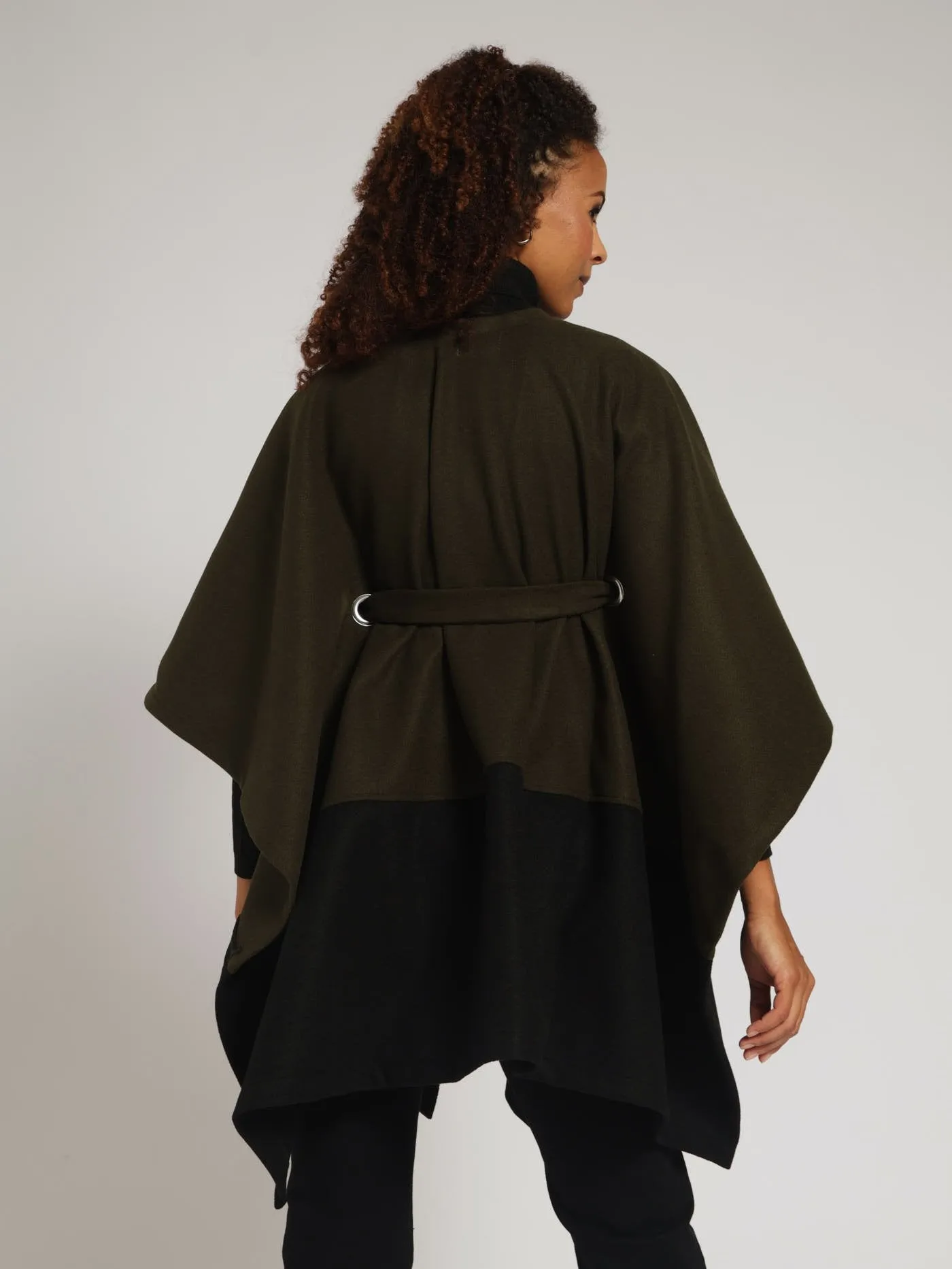 Tie Front Poncho - Fatigue
