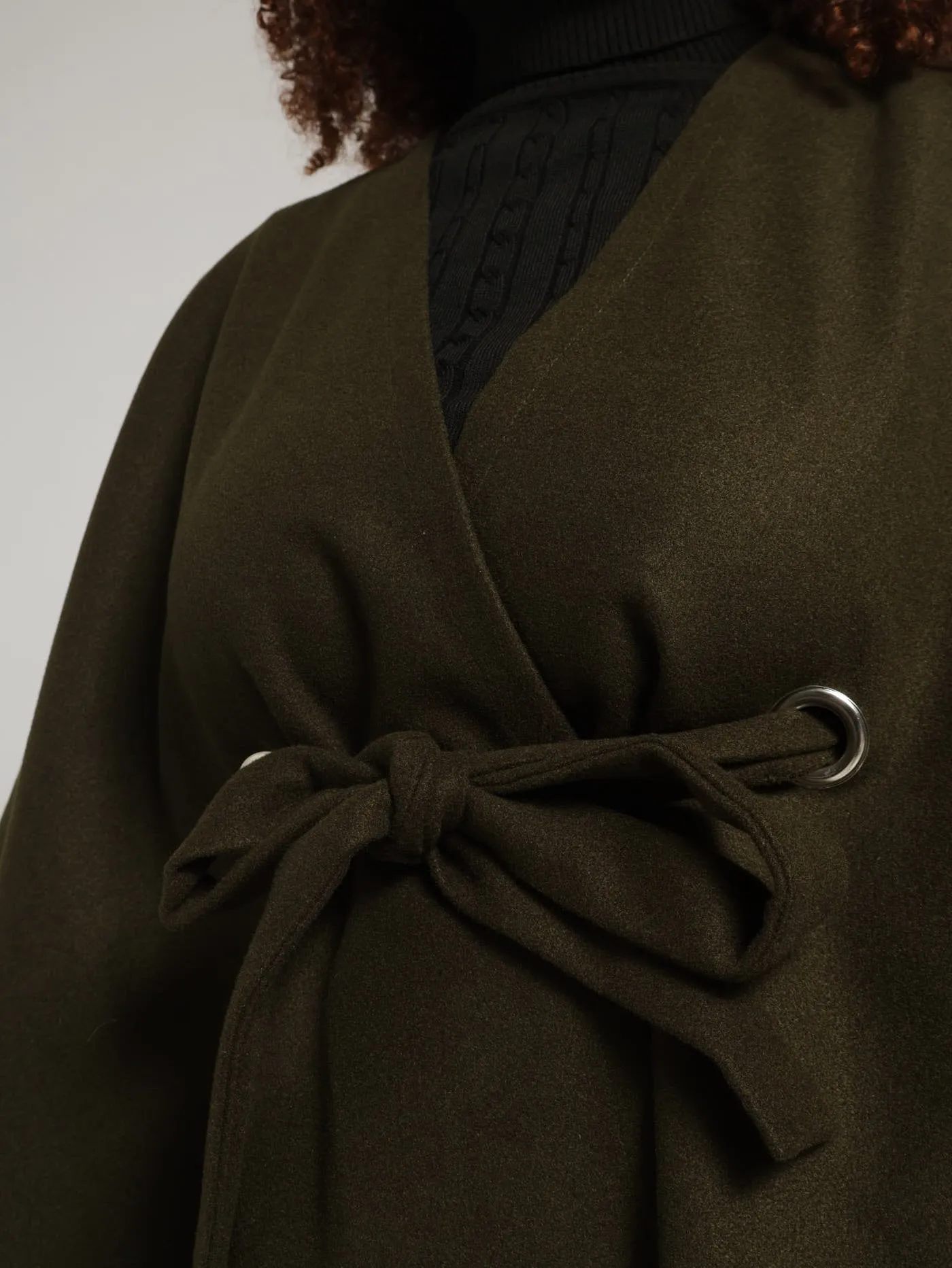 Tie Front Poncho - Fatigue