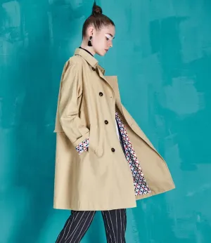 Trench Coat Women Double-Breasted Turn-Down Collar Medium Style Long Cotton Outwears