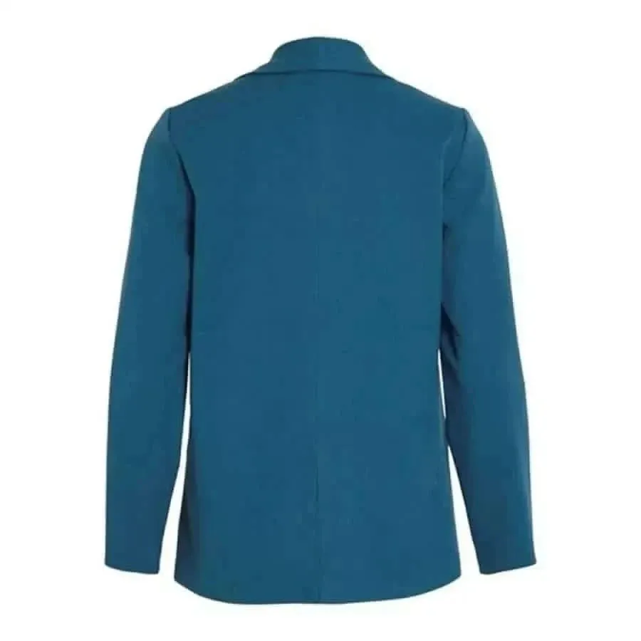 Vila Clothes Women Blue Blazer with Lapel Collar