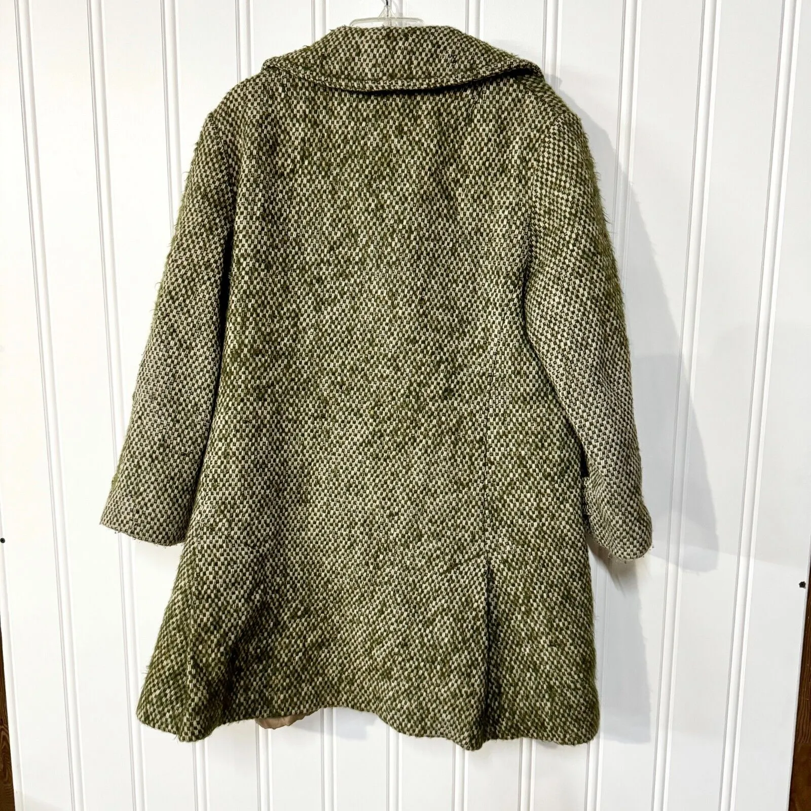 Vintage DAVIS OF BOSTON LAZAROUS Pea Coat Women Green Woven Double Breasted