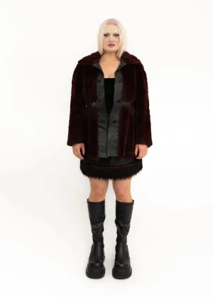 Vintage leather and faux fur coat