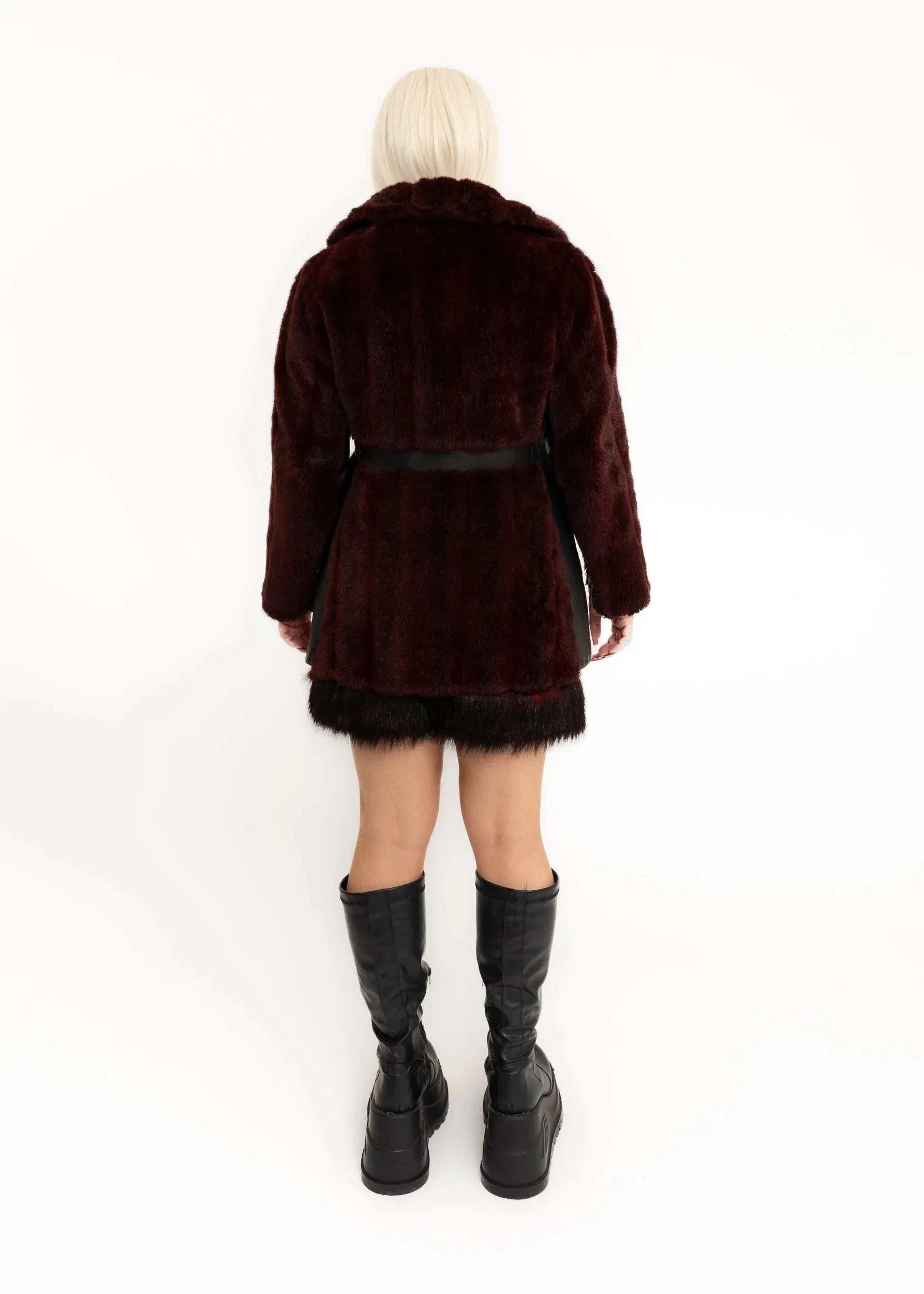 Vintage leather and faux fur coat