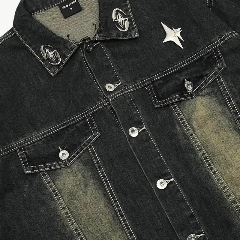 Vintage Washed Y2K Denim Jacket for a Nostalgic Streetwear Look