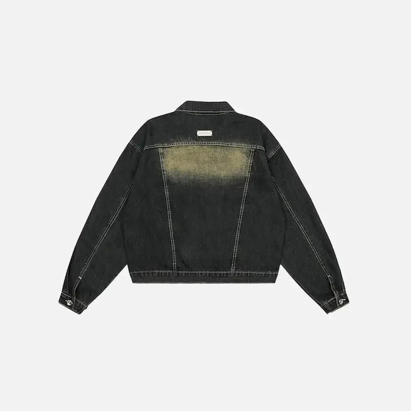 Vintage Washed Y2K Denim Jacket for a Nostalgic Streetwear Look