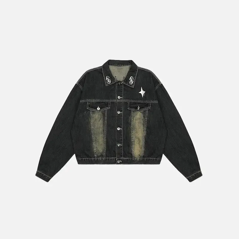 Vintage Washed Y2K Denim Jacket for a Nostalgic Streetwear Look