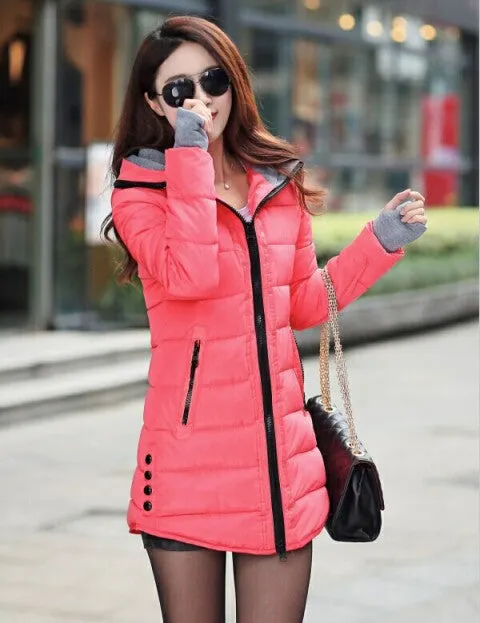 Wadded Clothing Female Women's Winter Jacket Down Cotton Jacket Slim Parkas Ladies Coats Plus Size XS-XXL