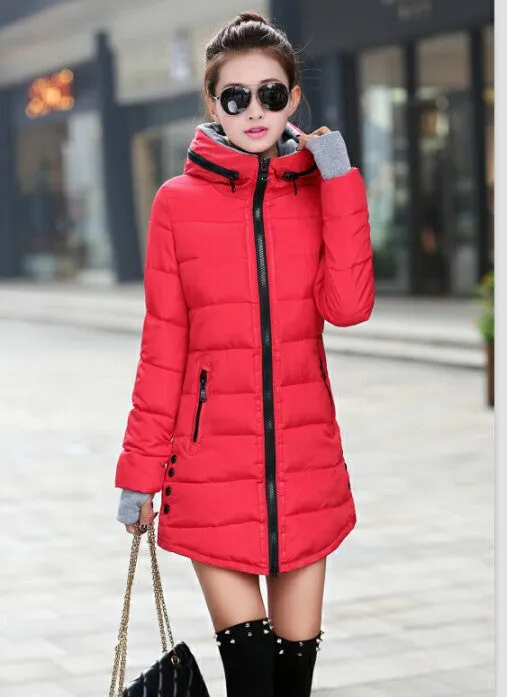 Wadded Clothing Female Women's Winter Jacket Down Cotton Jacket Slim Parkas Ladies Coats Plus Size XS-XXL