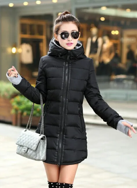 Wadded Clothing Female Women's Winter Jacket Down Cotton Jacket Slim Parkas Ladies Coats Plus Size XS-XXL