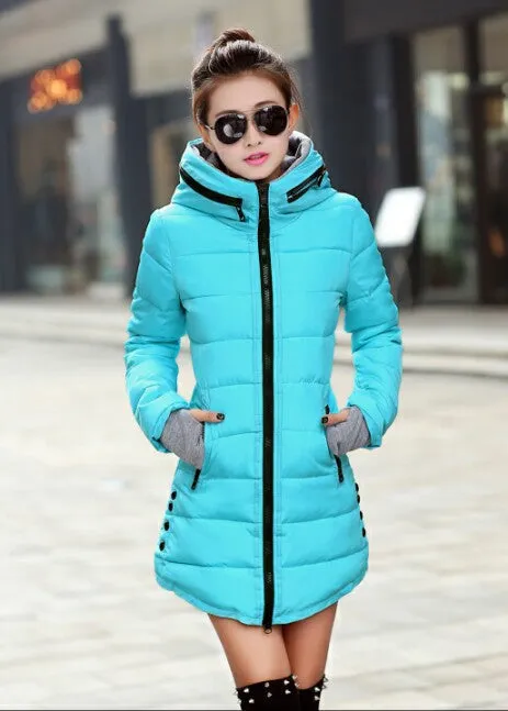 Wadded Clothing Female Women's Winter Jacket Down Cotton Jacket Slim Parkas Ladies Coats Plus Size XS-XXL