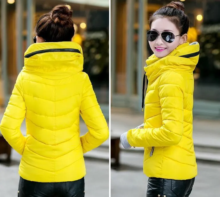 Wadded Winter Jacket Women Cotton Short Jacket Fashion Girls Padded Slim Plus Size Parkas Stand collar Coat DT1