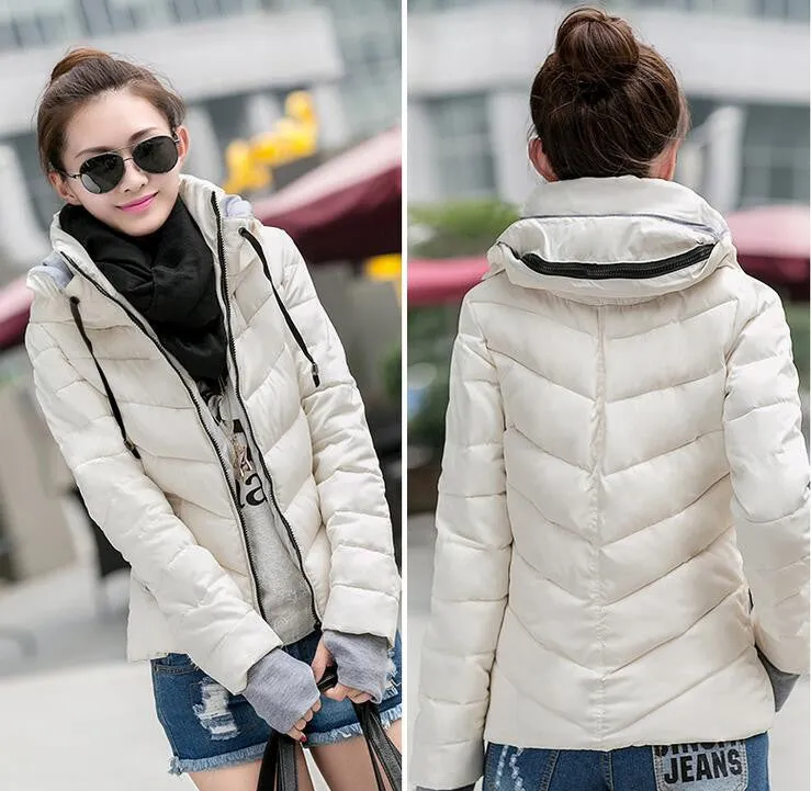 Wadded Winter Jacket Women Cotton Short Jacket Fashion Girls Padded Slim Plus Size Parkas Stand collar Coat DT1