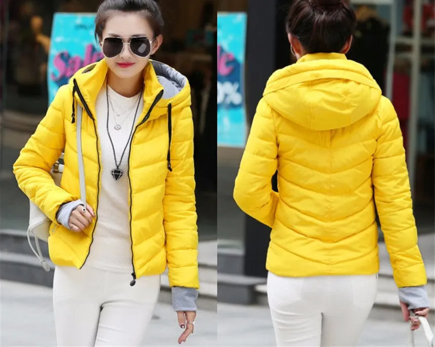Wadded Winter Jacket Women Cotton Short Jacket Fashion Girls Padded Slim Plus Size Parkas Stand collar Coat DT1