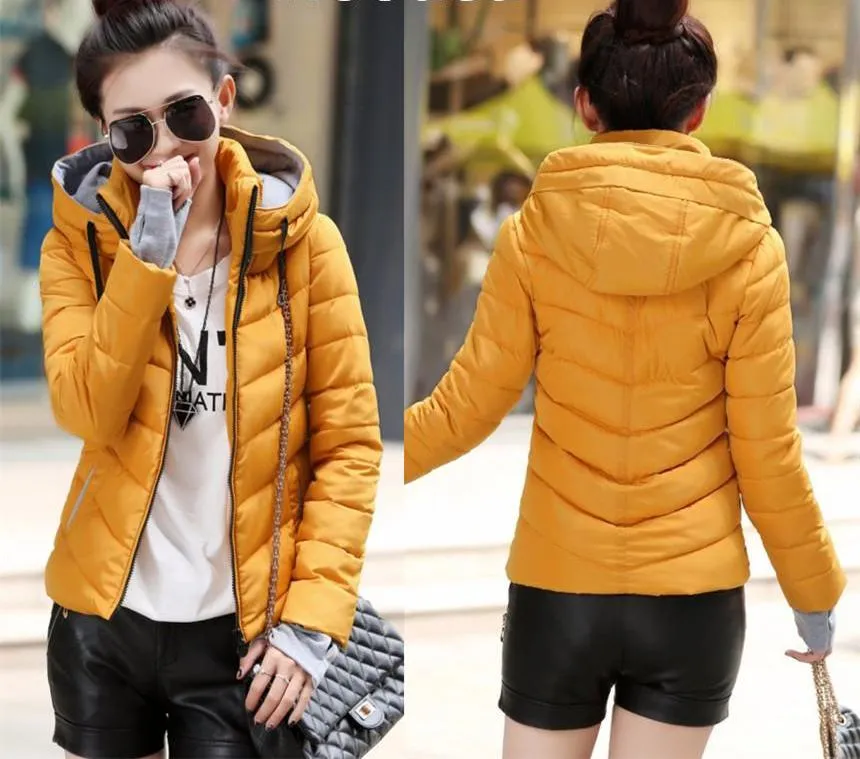 Wadded Winter Jacket Women Cotton Short Jacket Fashion Girls Padded Slim Plus Size Parkas Stand collar Coat DT1