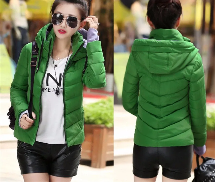 Wadded Winter Jacket Women Cotton Short Jacket Fashion Girls Padded Slim Plus Size Parkas Stand collar Coat DT1