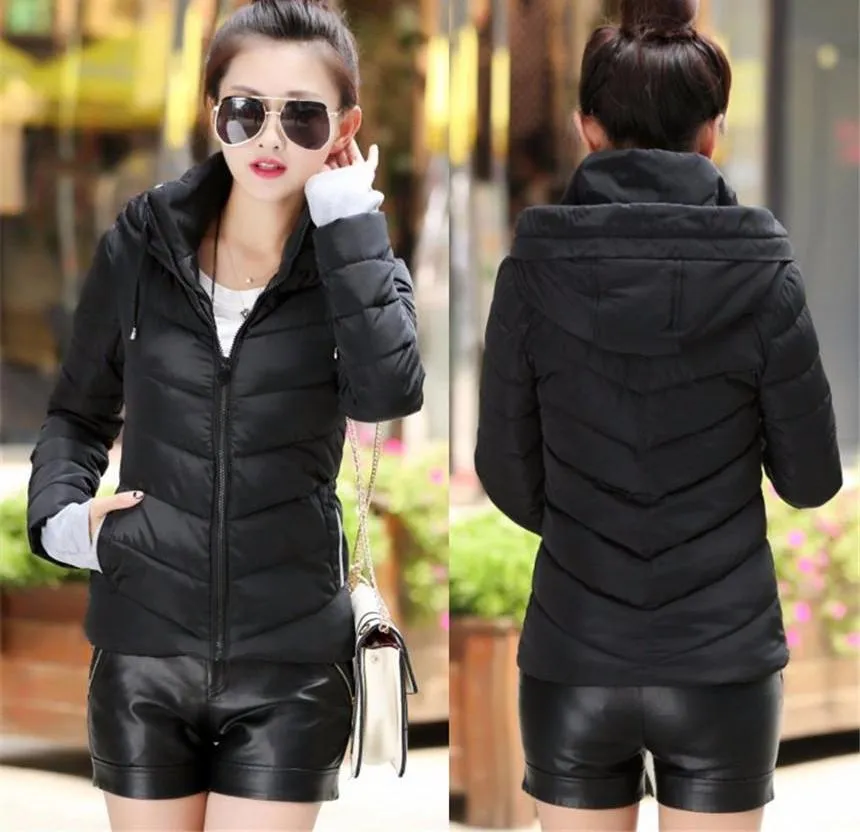 Wadded Winter Jacket Women Cotton Short Jacket Fashion Girls Padded Slim Plus Size Parkas Stand collar Coat DT1
