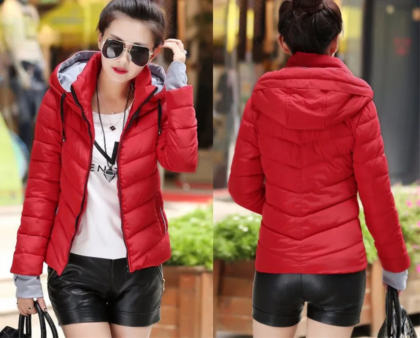 Wadded Winter Jacket Women Cotton Short Jacket Fashion Girls Padded Slim Plus Size Parkas Stand collar Coat DT1