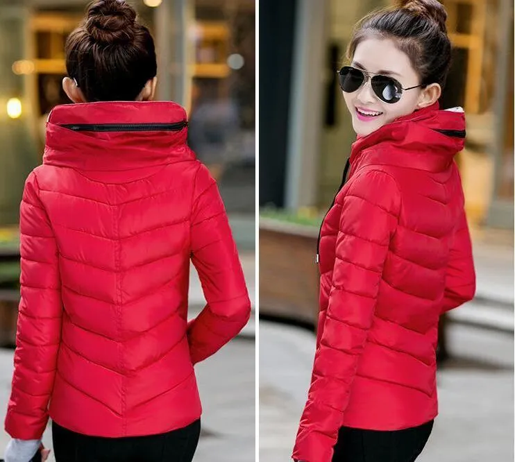 Wadded Winter Jacket Women Cotton Short Jacket Fashion Girls Padded Slim Plus Size Parkas Stand collar Coat DT1