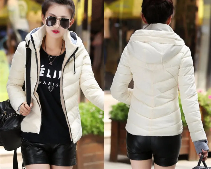 Wadded Winter Jacket Women Cotton Short Jacket Fashion Girls Padded Slim Plus Size Parkas Stand collar Coat DT1