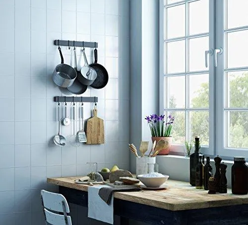 WALLNITURE Hanging Utensil Organizer Pot Pan Lid Rack Iron Frosty Black Finish 17 Inch
