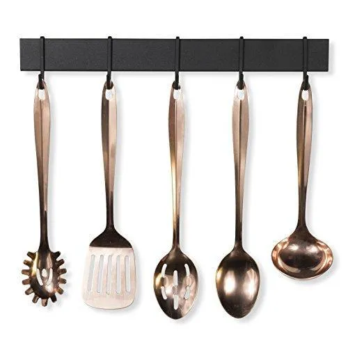WALLNITURE Hanging Utensil Organizer Pot Pan Lid Rack Iron Frosty Black Finish 17 Inch