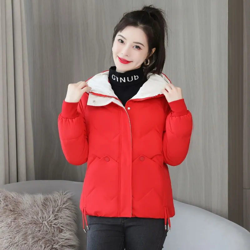 Water-resistant and Windproof Women's Cropped Zip-up Puffer Jacket