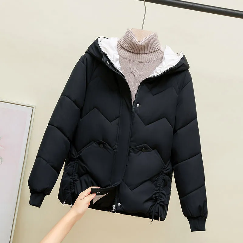 Water-resistant and Windproof Women's Cropped Zip-up Puffer Jacket