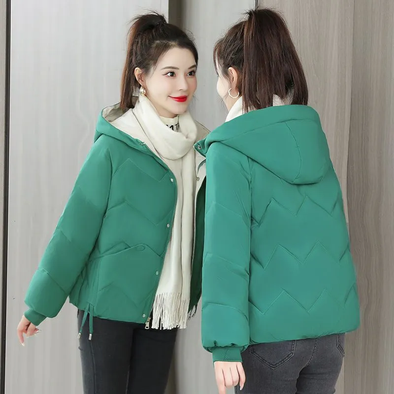 Water-resistant and Windproof Women's Cropped Zip-up Puffer Jacket