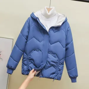 Water-resistant and Windproof Women's Cropped Zip-up Puffer Jacket