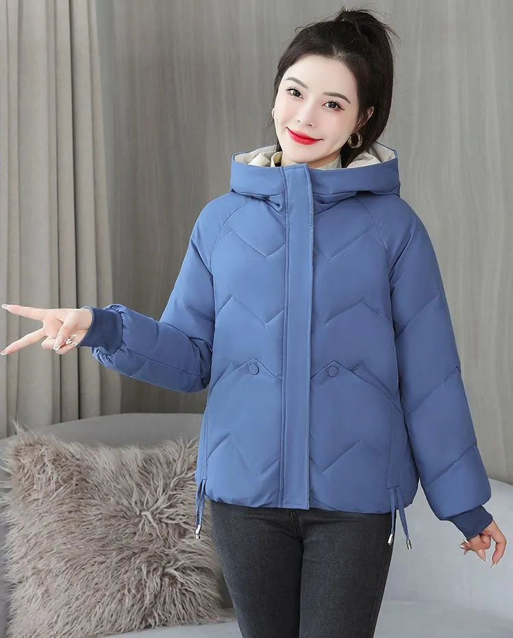 Water-resistant and Windproof Women's Cropped Zip-up Puffer Jacket