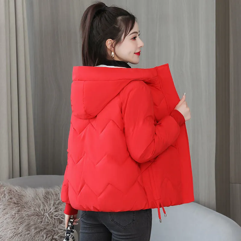 Water-resistant and Windproof Women's Cropped Zip-up Puffer Jacket