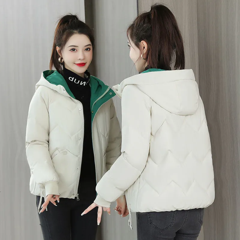 Water-resistant and Windproof Women's Cropped Zip-up Puffer Jacket