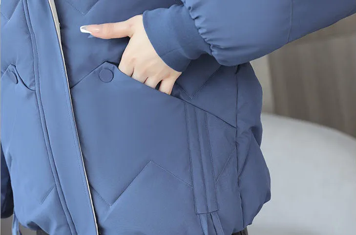 Water-resistant and Windproof Women's Cropped Zip-up Puffer Jacket